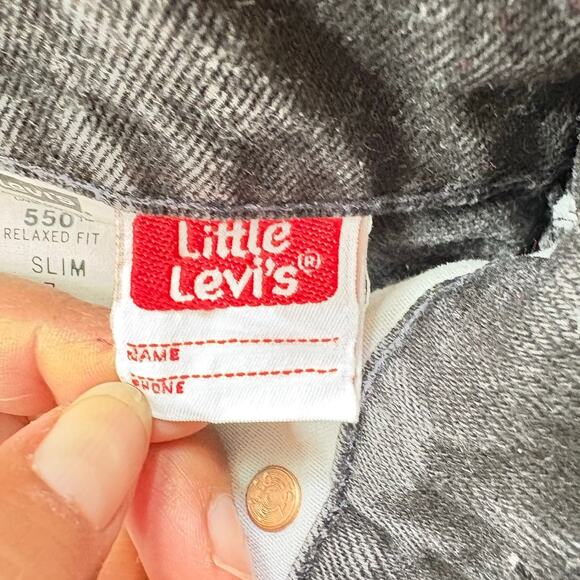 VTG Little Levi’s  USA Made kids Denim Jeans Orange Tab Slim Black Wash 5/6y - Picture 4 of 8